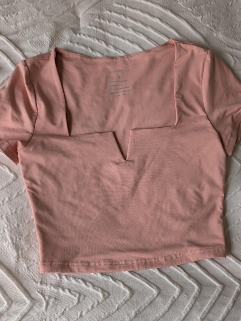 ReoRia Blush Pink Square V-Notch Crop Top